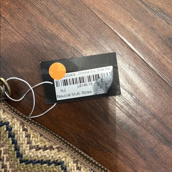 NWT Joy Susan Tan and Black Chevron Clutch - Picture 4 of 7